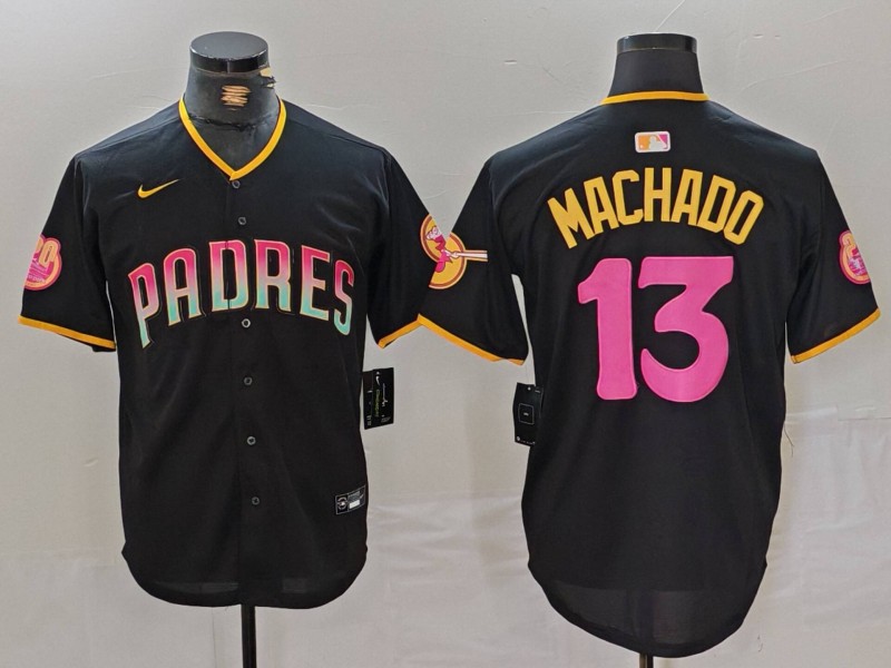 Men's San Diego Padres Manny Machado #13 Black Jersey Joint Edition